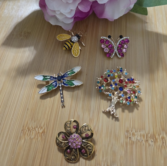 Jewelry - Colorful Enamel Brooch Set of 5